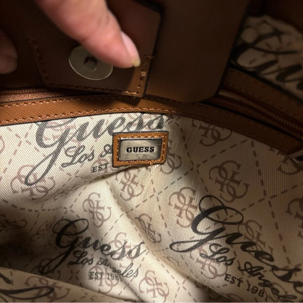 Guess Tan Tote Bag with Structured Design